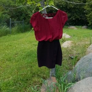 Red and black lattice back dress